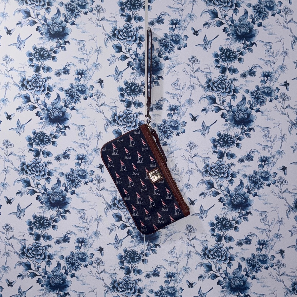 Dooney & Bourke Navy and Red Patterned Wristlet